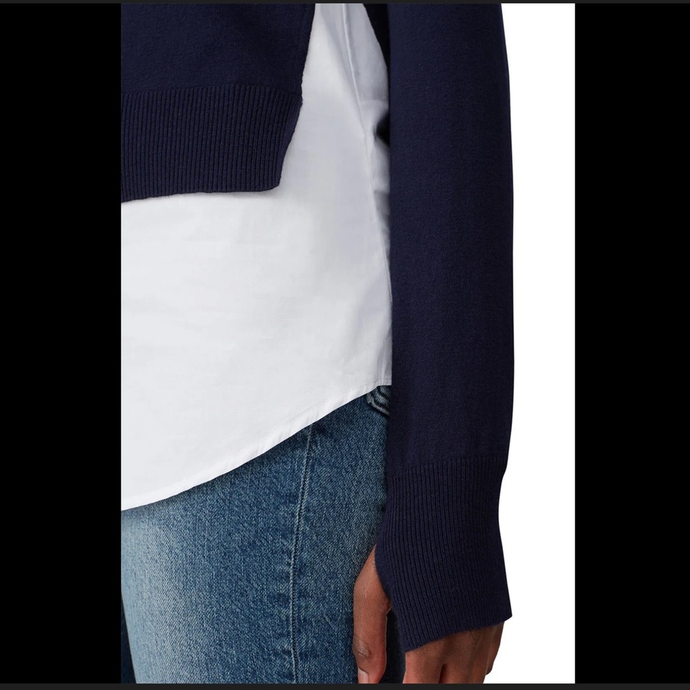 KF/KaufmanFranco navy knit inset sweater XS. NWOT - Picture 4 of 16